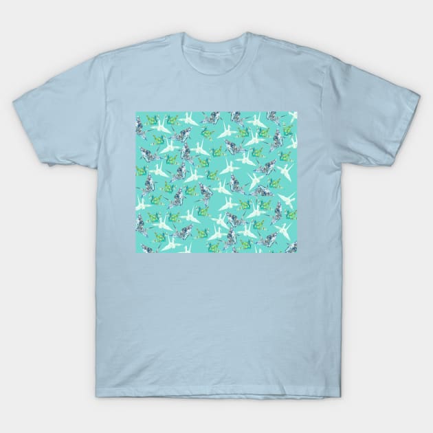 Marbled Paper Origami Cranes T-Shirt by MarbleCloud